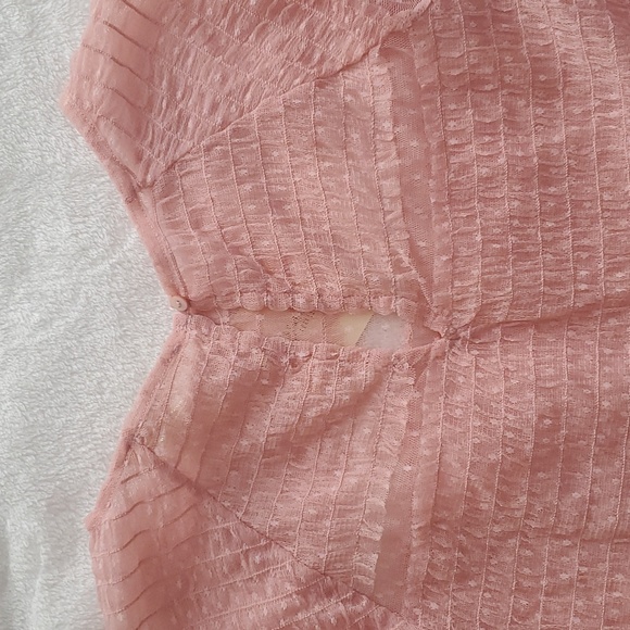 FREE GENERATION Sheer Mesh Blush Free Generation Babydoll/Smocked Top - Picture 7 of 8